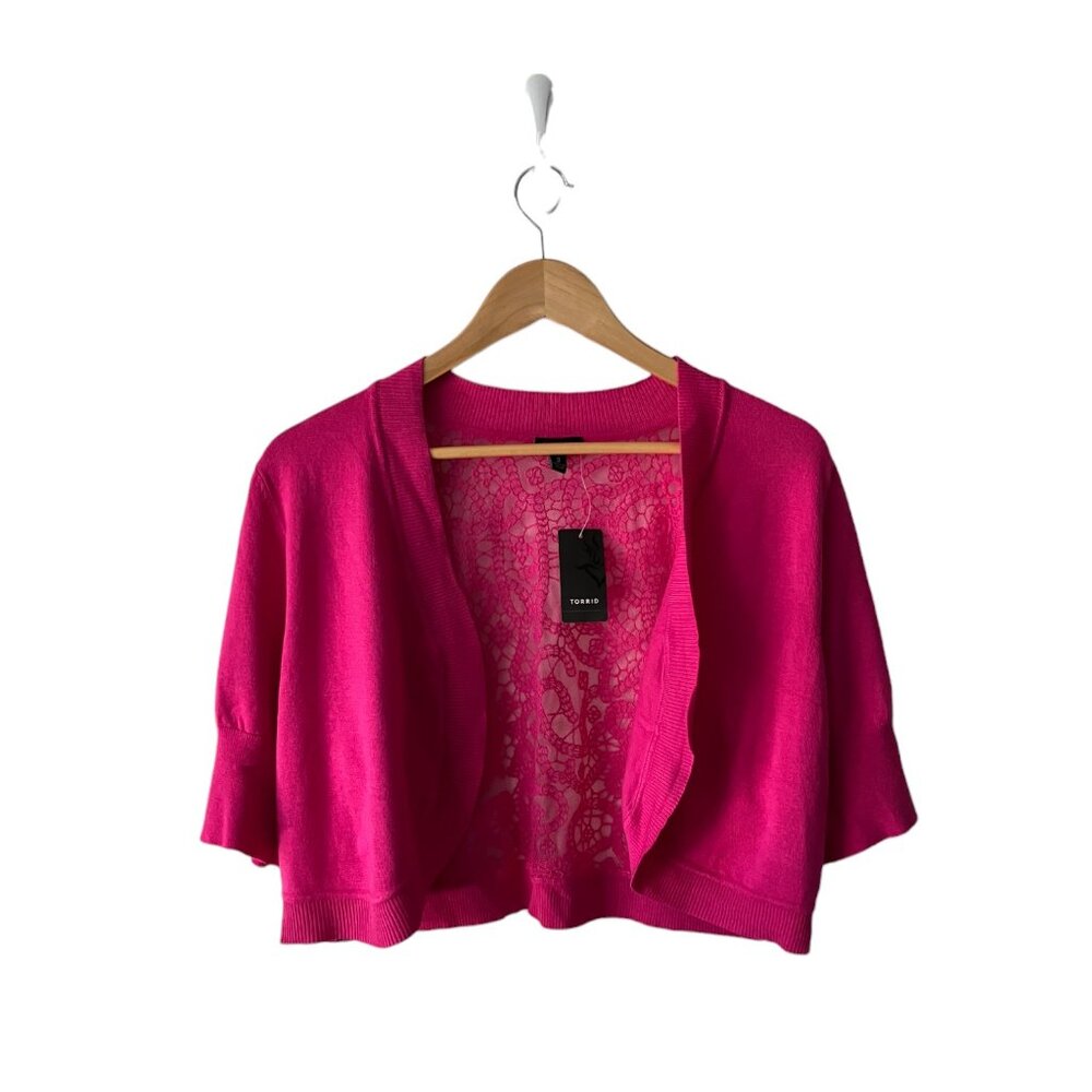 Torrid Women's Plus Size Pink Floral Lace Cardigan, New with Tags